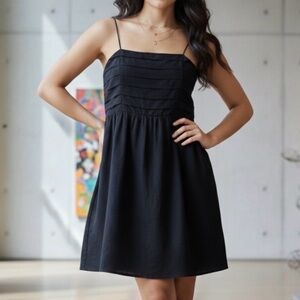 Express Sleeveless Sundress Black Linen Blend Large Preppy Vacation Beach Resort